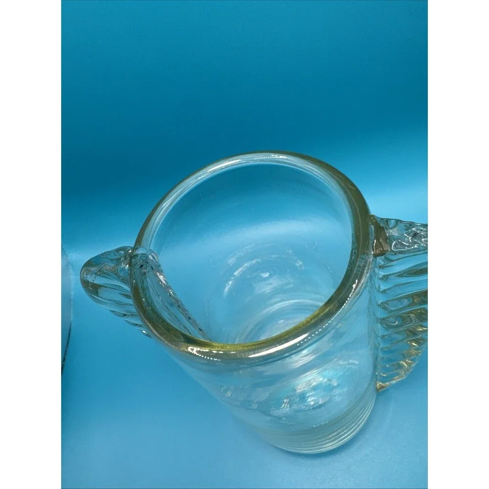 VNT Braided Glass Vase Handblown Clear W/ Slight Green  Tint 7.5”